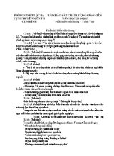 Bài khảo sát chất lượng giáo viên Phần hiểu biết chung  Tiếng Việt - Năm học 2014-2015
